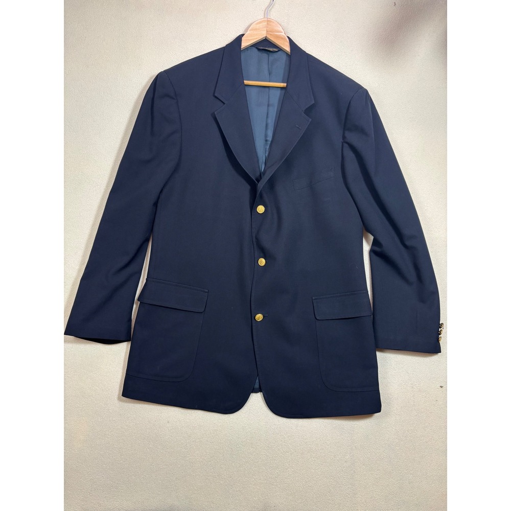 Brooks Brothers Classic Navy Wool Blazer with Gold Buttons